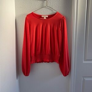 Michael Kors Red Eyelet Detail Blouse